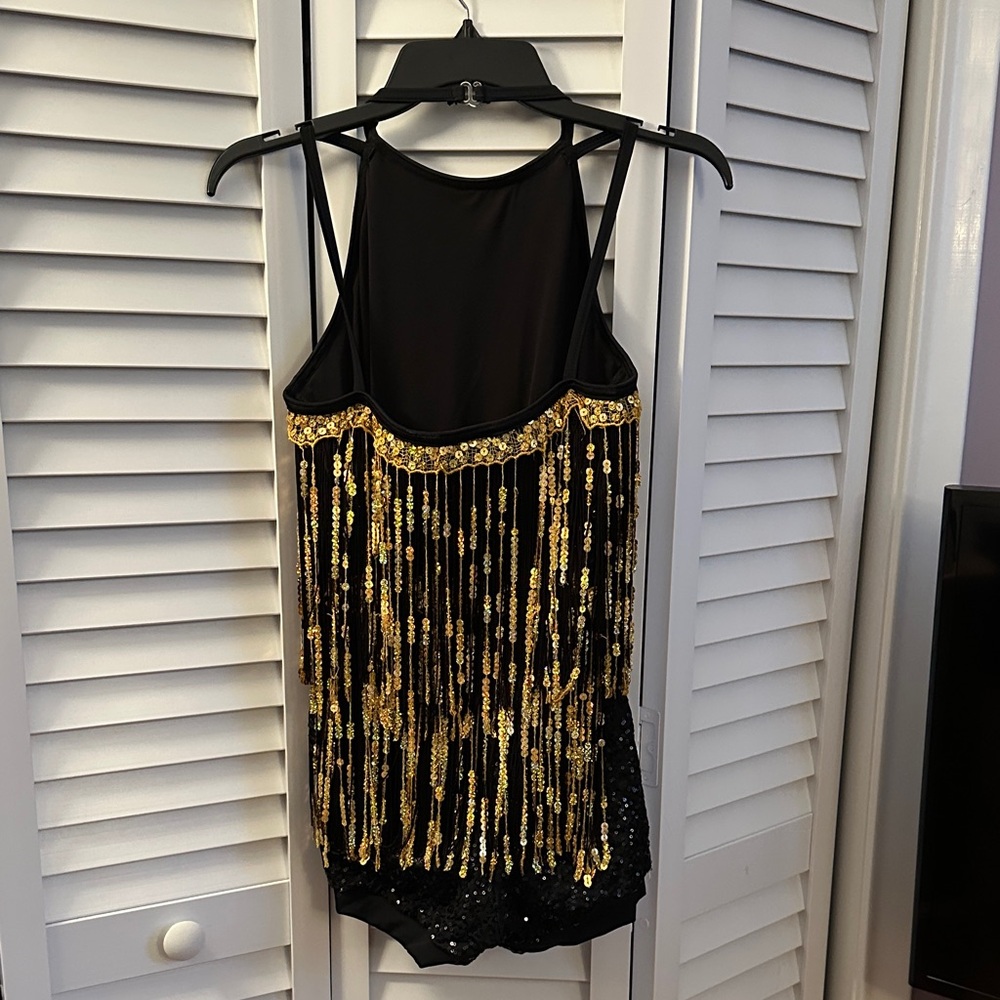 Weissman Black And Gold Sequin Dance Costume - image 4
